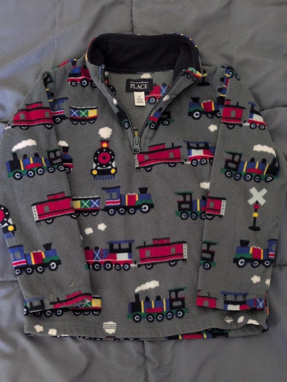The Children's Place Gray Train Fleece Quarter-Zip Pullover